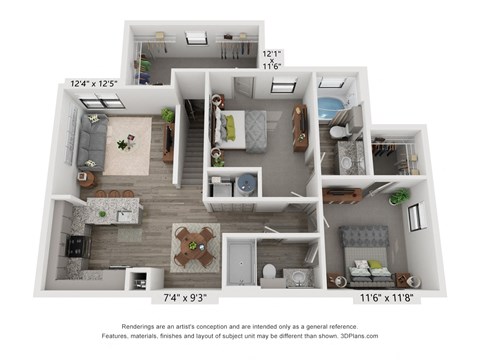 Emerson at Leander 3D Floor Plan B1 A